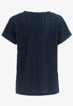 Cellbes of Sweden Trikåtopp med hålbroderi Marin Clearance