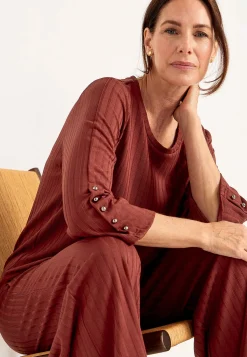 Cellbes of Sweden Trikåtopp med knappar Roströd Clearance