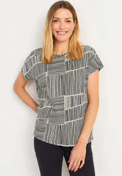 Cellbes of Sweden Trikåtopp med korta ärmar Marin / Blommig