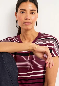 Cellbes of Sweden Trikåtopp med korta ärmar Vinröd / Randig Outlet