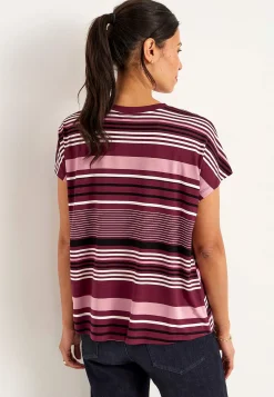 Cellbes of Sweden Trikåtopp med korta ärmar Vinröd / Randig Outlet