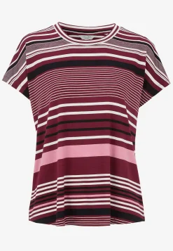 Cellbes of Sweden Trikåtopp med korta ärmar Vinröd / Randig Outlet