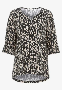 Cellbes of Sweden Trikåtopp med 3/4-långa ärmar Svart / Beige / Mönstrad Best