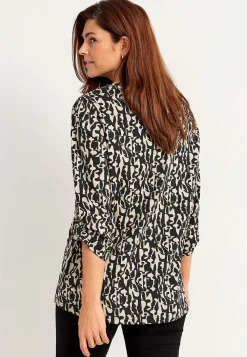 Cellbes of Sweden Trikåtopp med 3/4-långa ärmar Svart / Beige / Mönstrad Best