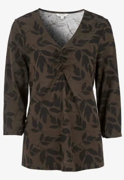 Cellbes of Sweden Trikåtopp med rynkdetaljer Brun / Svart / Mönstrad