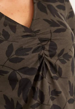 Cellbes of Sweden Trikåtopp med rynkdetaljer Brun / Svart / Mönstrad