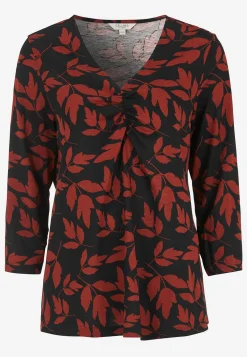 Cellbes of Sweden Trikåtopp med rynkdetaljer Svart / Rost / Mönstrad Online