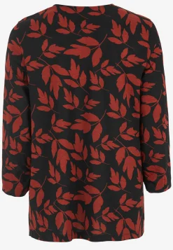 Cellbes of Sweden Trikåtopp med rynkdetaljer Svart / Rost / Mönstrad Online