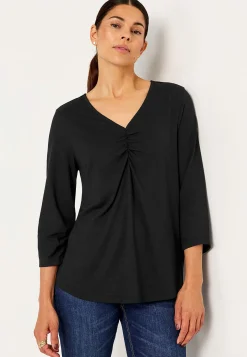 Cellbes of Sweden Trikåtopp med rynkdetaljer Svart / Enfärgad Best