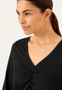 Cellbes of Sweden Trikåtopp med rynkdetaljer Svart / Enfärgad Best