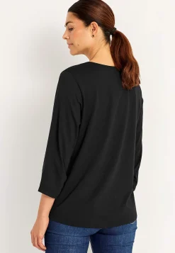 Cellbes of Sweden Trikåtopp med rynkdetaljer Svart / Enfärgad Best