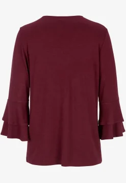 Cellbes of Sweden Trikåtopp med volangärmar Vinröd Discount