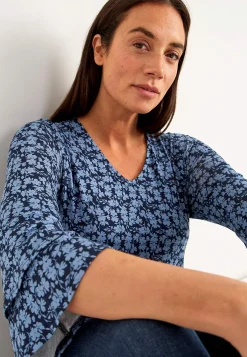 Cellbes of Sweden Trikåtopp med volangärmar Blå / Mönstrad Outlet