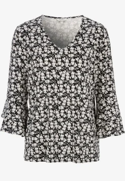 Cellbes of Sweden Trikåtopp med volangärmar Svart / Mönstrad Online