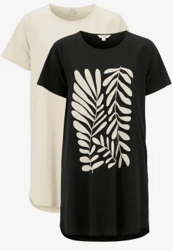 Cellbes of Sweden Trikåtunika i ekologisk bomull 2-pack Svart / Mönstrad + Ljusbeige Clearance