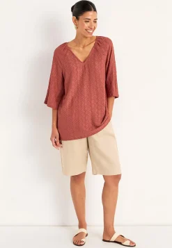 Cellbes of Sweden Trikåtunika med hålbroderi Rost Sale