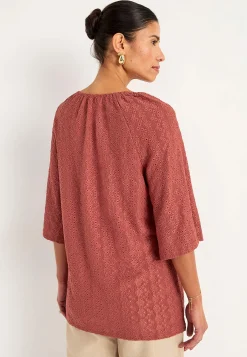 Cellbes of Sweden Trikåtunika med hålbroderi Rost Sale