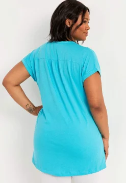 Cellbes of Sweden Trikåtunika med metallknappar Turkos Outlet