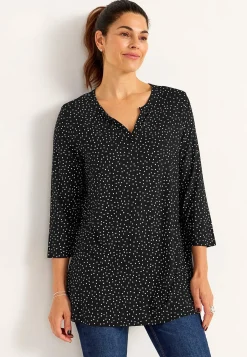 Cellbes of Sweden Trikåtunika med 3/4-ärm Svart / Vit / Prickig Hot