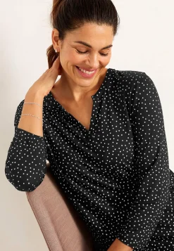 Cellbes of Sweden Trikåtunika med 3/4-ärm Svart / Vit / Prickig Hot