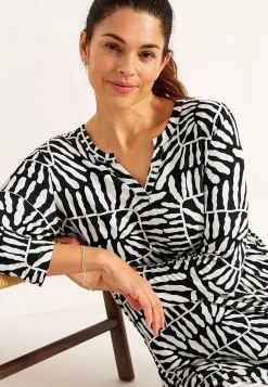 Cellbes of Sweden Trikåtunika med 3/4-ärm Svart / Vit / Mönstrad Hot