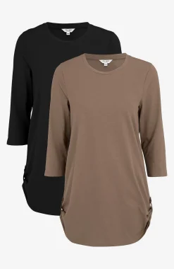 Cellbes of Sweden Trikåtunika med 3/4-ärm Alexia 2-pack Nougat + Svart Best