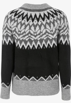 Freequent Tröja med jacquardstickat mönster Svart / Mönstrad Clearance