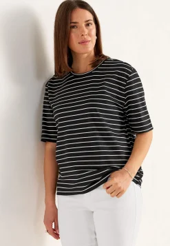 Cellbes of Sweden T-shirt i kraftig trikå Randig / Svart / Beige Best