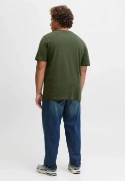 JACK & JONES PLUS T-shirt med stort tryck framtill Marin New