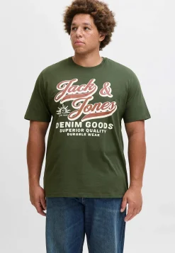 JACK & JONES PLUS T-shirt med stort tryck framtill Marin New