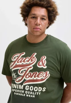 JACK & JONES PLUS T-shirt med stort tryck framtill Marin New