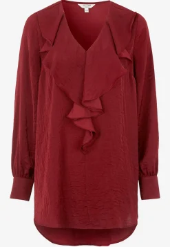 Cellbes of Sweden Tunika med volangkrage Vinröd New
