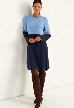 Cellbes of Sweden Tvåfärgad, finstickad klänning Blå / Marin New