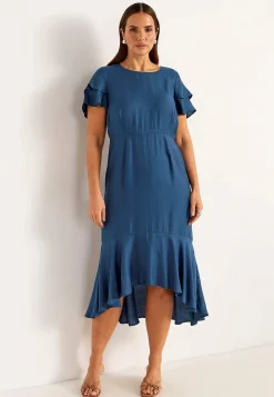 Cellbes of Sweden Volangklänning med fjärilsärmar Mörkblå Discount