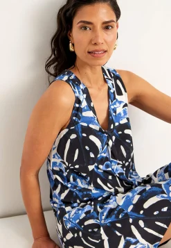 Cellbes of Sweden V-ringad, ärmlös trikåklänning Blå / Mönstrad Online