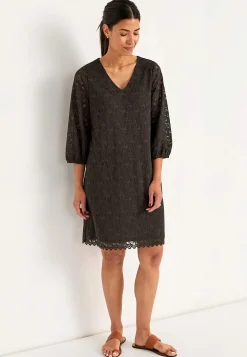 Cellbes of Sweden V-ringad spetsklänning Mörkbrun Hot