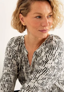 Cellbes of Sweden V-ringad trikåtunika Offwhite / Svart / Mönstrad Online