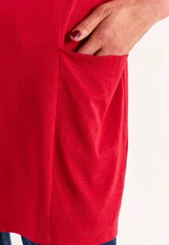 Cellbes of Sweden V-ringad trikåtunika med fickor Röd / Enfärgad