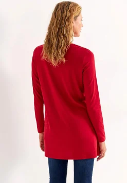 Cellbes of Sweden V-ringad trikåtunika med fickor Röd / Enfärgad