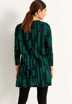 Cellbes of Sweden V-ringad trikåtunika med fickor Mörkgrön / Svart / Mönstrad Clearance