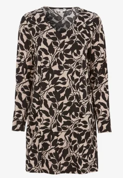 Cellbes of Sweden V-ringad trikåtunika med fickor Beige / Svart / Mönstrad