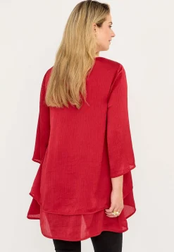 Cellbes of Sweden V-ringad tunika med trumpetärm Röd Best