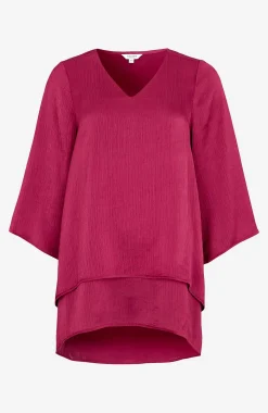 Cellbes of Sweden V-ringad tunika med trumpetärm Plommon Best