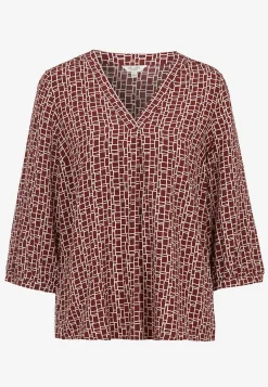 Cellbes of Sweden V-ringad, vävd blus Roströd / Mönstrad Best