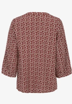 Cellbes of Sweden V-ringad, vävd blus Roströd / Mönstrad Best