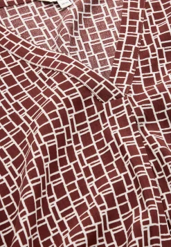 Cellbes of Sweden V-ringad, vävd blus Roströd / Mönstrad Best