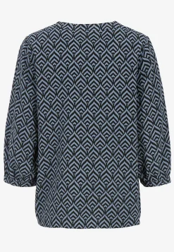 Cellbes of Sweden V-ringad, vävd blus Blå / Mönstrad Best