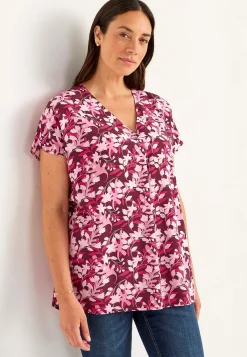 Cellbes of Sweden V-ringad, vävd tunika Vinröd / Mönstrad Sale