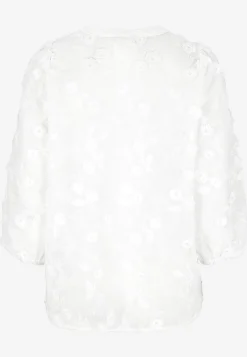 Freequent Vävd blus med brodyr Offwhite Best