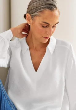 Cellbes of Sweden Vävd blus med vida ärmar Vit Discount